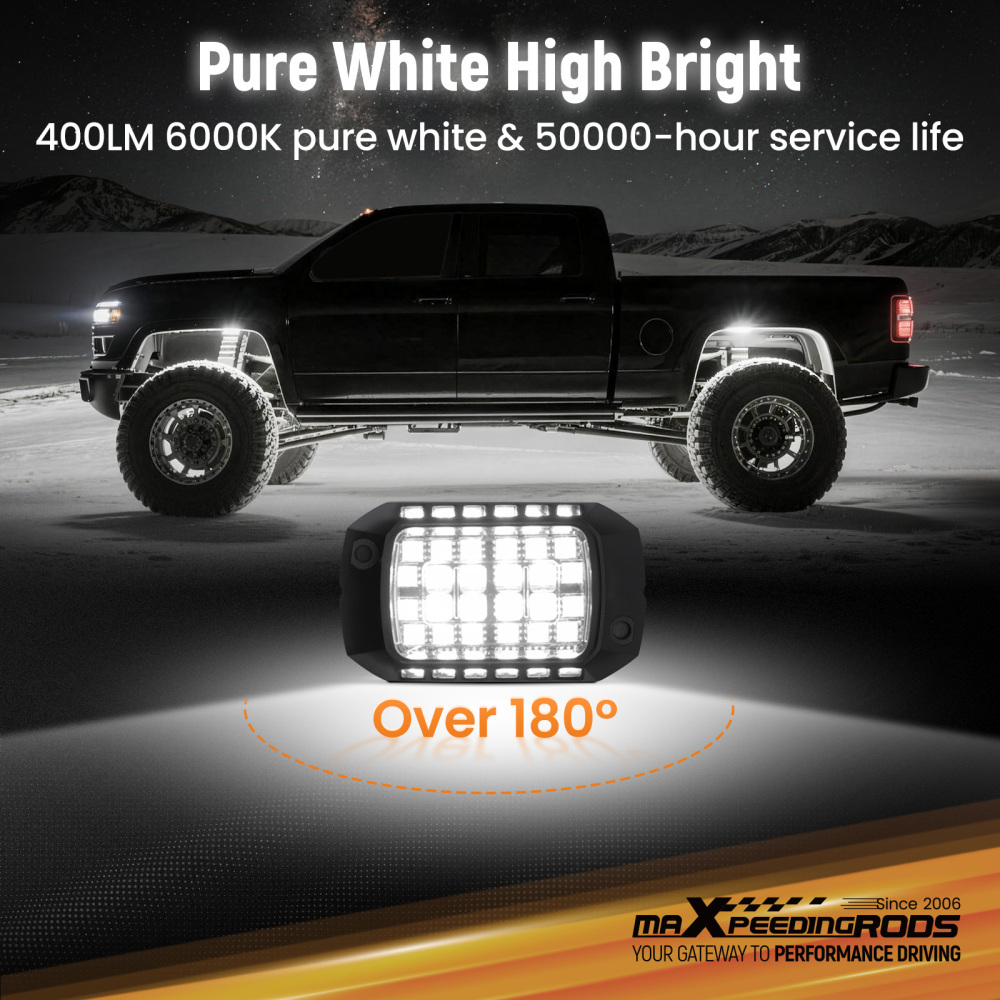20PC Rock Lights compatible for Jeep Truck SUV ATV UTV compatible for White LED 6000K Waterproof 12V Kit