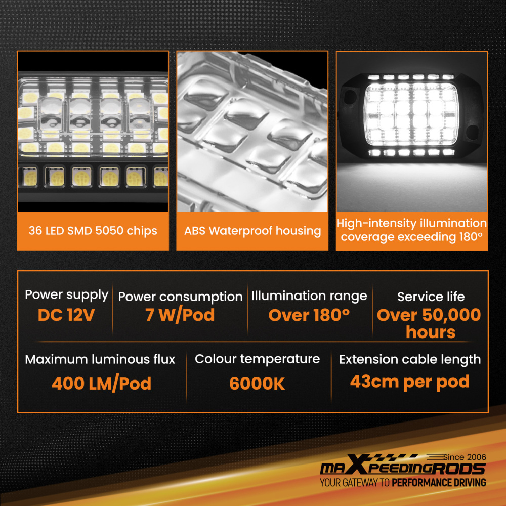 20PC Rock Lights compatible for Jeep Truck SUV ATV UTV compatible for White LED 6000K Waterproof 12V Kit