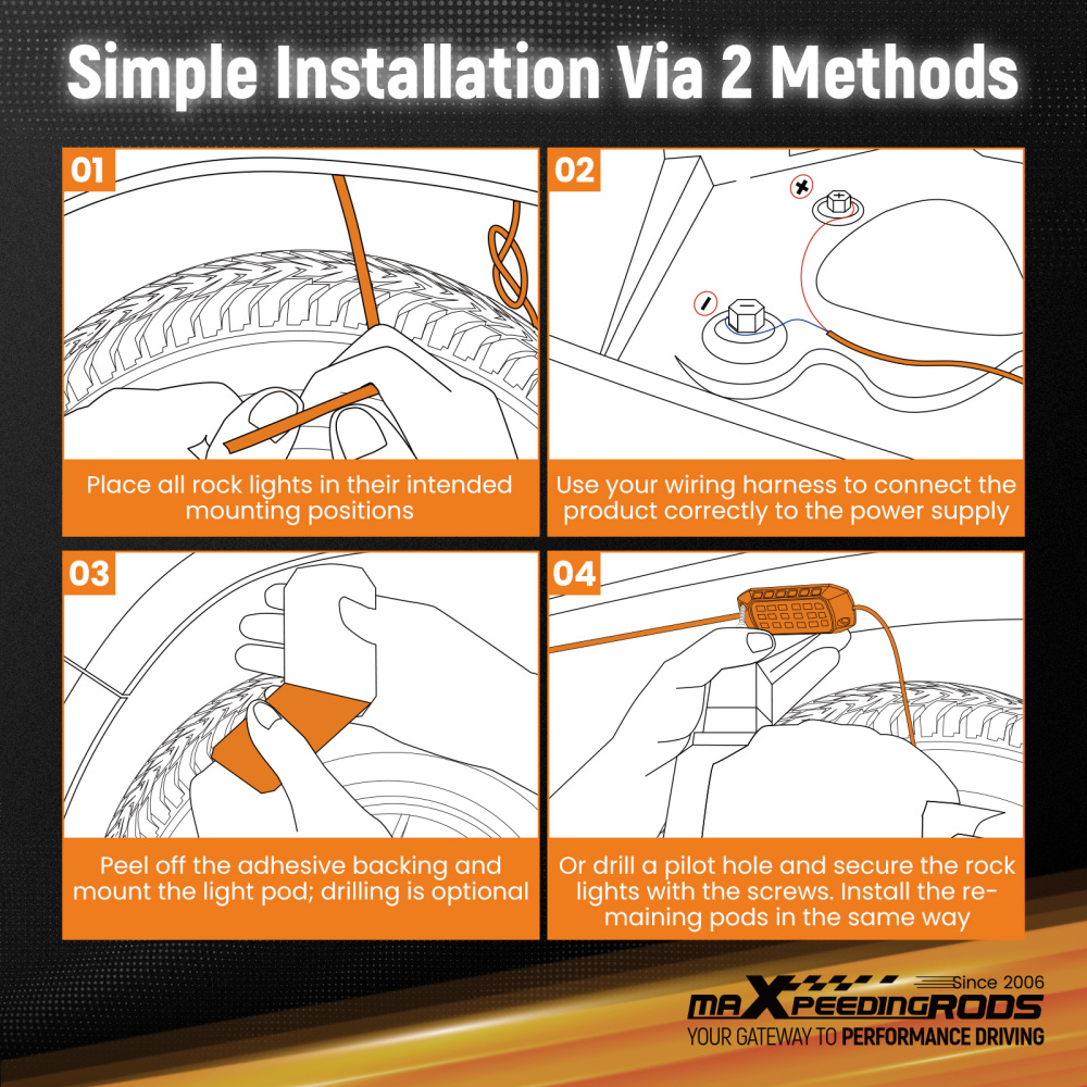20PC Rock Lights compatible for Jeep Truck SUV ATV UTV compatible for White LED 6000K Waterproof 12V Kit