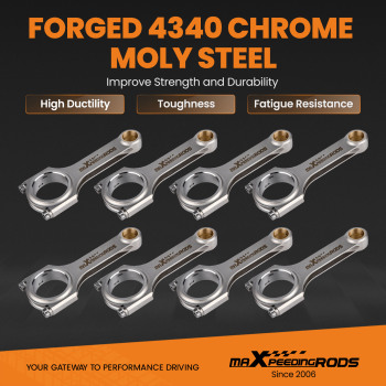 H Beam 6.100 2.225 .945 Bronze Bush 4340 Connecting Rods compatible for Chevy LS3 V8