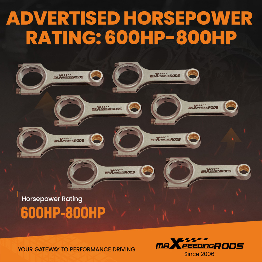 8x 4340 Forged Connecting Rods+ARP 8740 Bolts compatible for Chevrolet Small Block 155.58mm