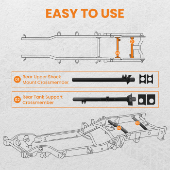 Rear Tank Support + Shock Mount Crossmember compatible for Chevy Silverado GMC Sierra 99-06