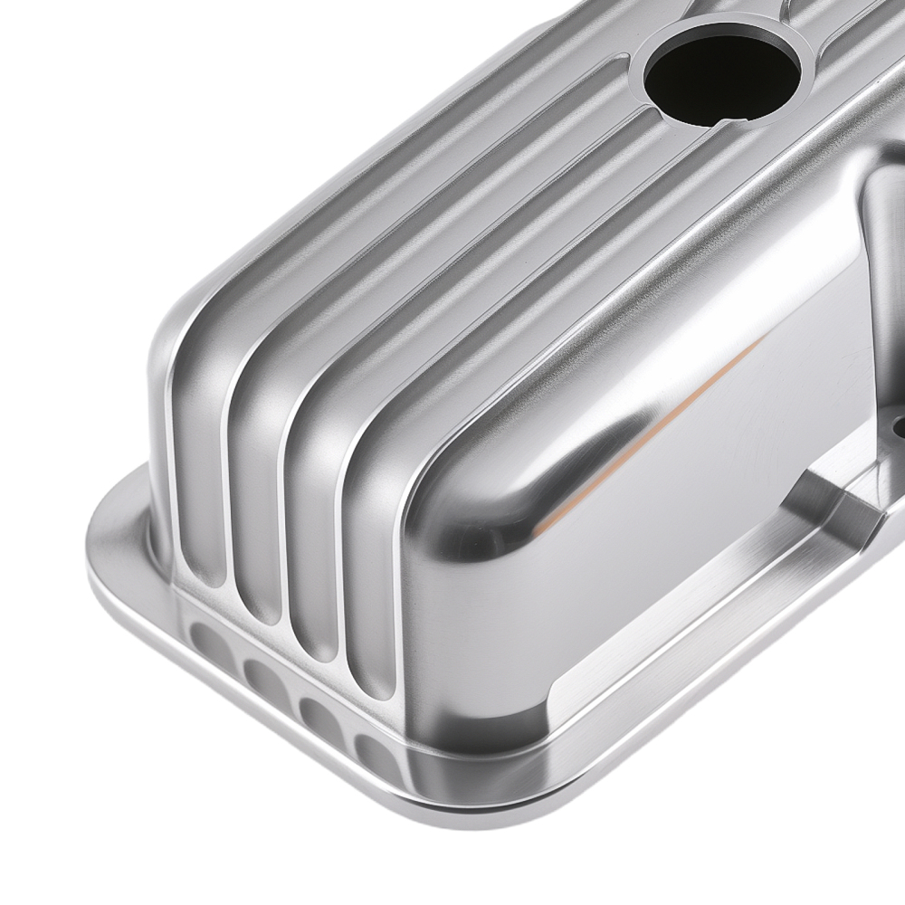 Aluminum SBC Valve Cover Set for Small Block compatible for Chevy 283-400 Chrome Short