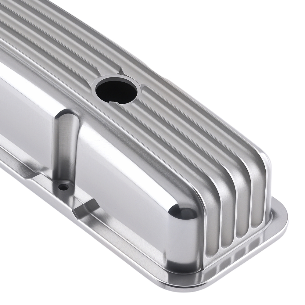 Aluminum SBC Valve Cover Set for Small Block compatible for Chevy 283-400 Chrome Short