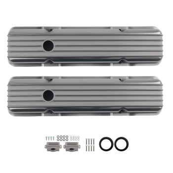 Aluminum Valve Cover Set compatible for Chevy SBC 283 302 305 327 350 1958-1986 Short