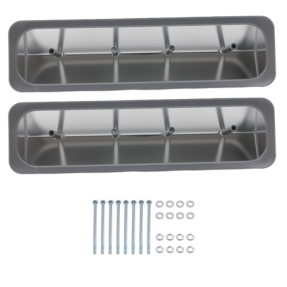 Aluminum SBC Valve Cover Set compatible for Chevy 350 305 1987-1997 Polished w/ Hardware
