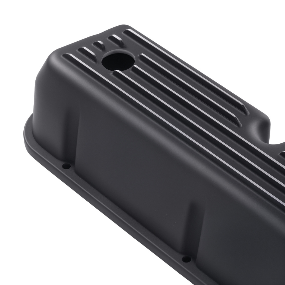 Aluminum Black Valve Covers compatible for Ford 289 302 351W 5.0L Finned 1962-1985