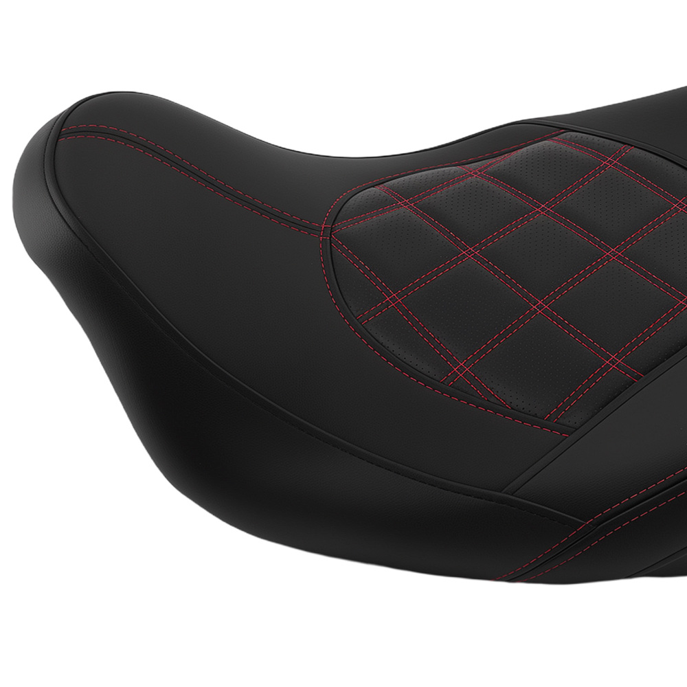 Black Red Stitch compatible for Seat Set compatible for Harley Touring 2009-Later Front Rear Driver