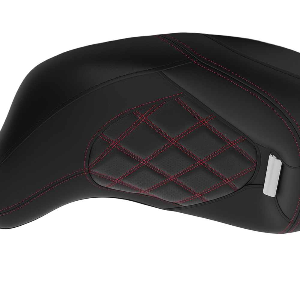 Black Red Stitch compatible for Seat Set compatible for Harley Touring 2009-Later Front Rear Driver