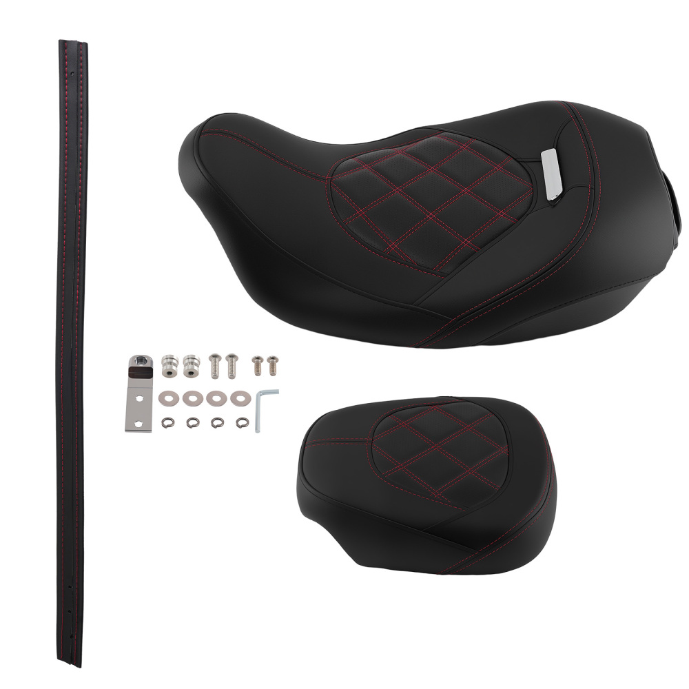 Black Red Stitch compatible for Seat Set compatible for Harley Touring 2009-Later Front Rear Driver