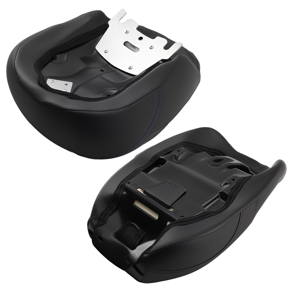 Black Blue PU Leather compatible for Seat Set compatible for Harley Touring 2009-2024 Driver Passenger