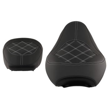 Black Leather compatible for Seat Compatible for Harley Touring 2009-2024 Driver Passenger compatible for White