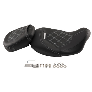 Black Leather compatible for Seat Compatible for Harley Touring 2009-2024 Driver Passenger compatible for White