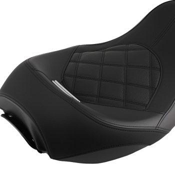 Black DriverPassenger Leather compatible for Seat Compatible for Harley Touring 2009-Later Foam