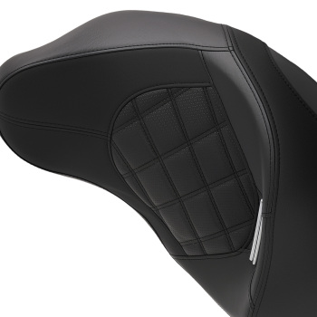Black DriverPassenger Leather compatible for Seat Compatible for Harley Touring 2009-Later Foam