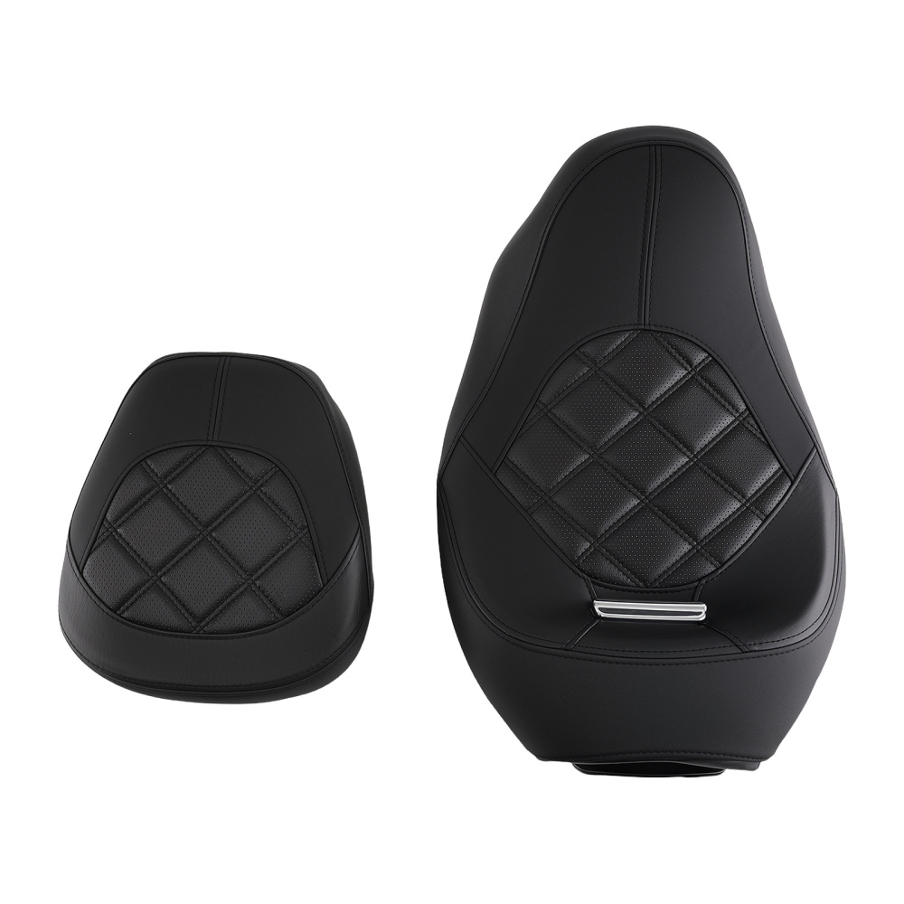 Black DriverPassenger Leather compatible for Seat Compatible for Harley Touring 2009-Later Foam