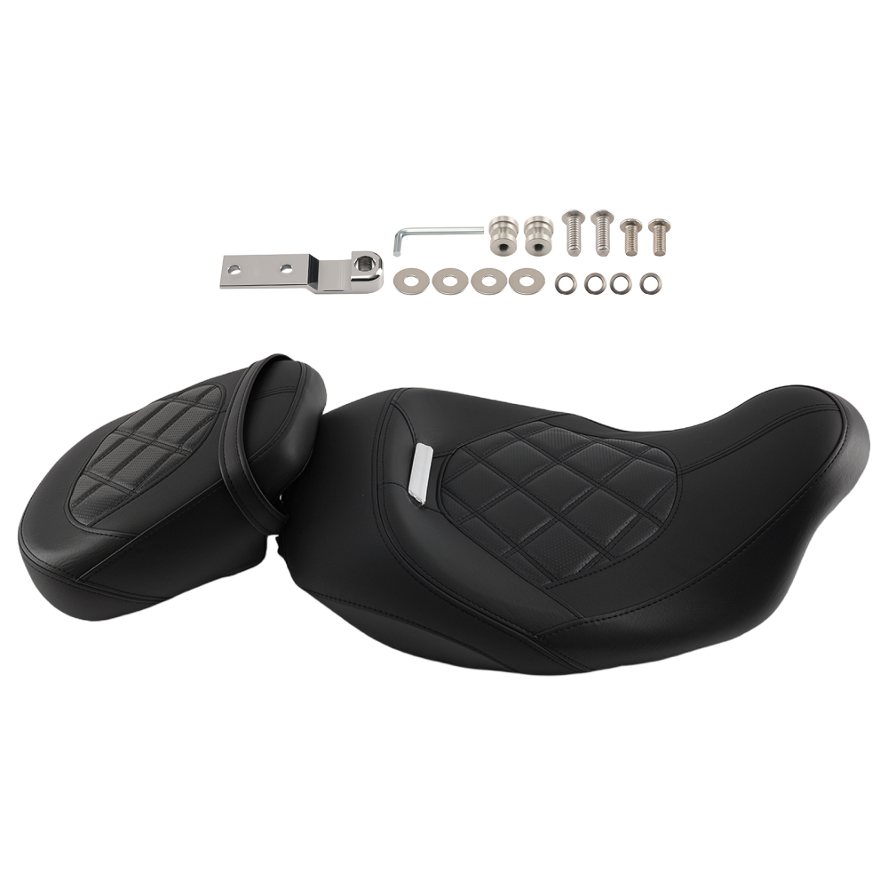 Black DriverPassenger Leather compatible for Seat Compatible for Harley Touring 2009-Later Foam