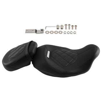 Black DriverPassenger Leather compatible for Seat Compatible for Harley Touring 2009-Later Foam