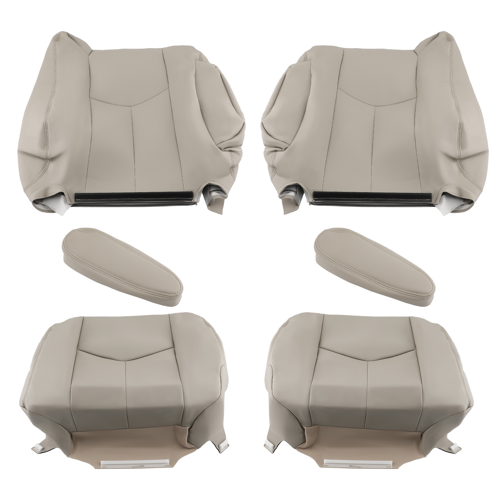 Front Leather compatible for Seat Cover Light Tan compatible for Chevy Tahoe GMC Yukon 2003-05-2006