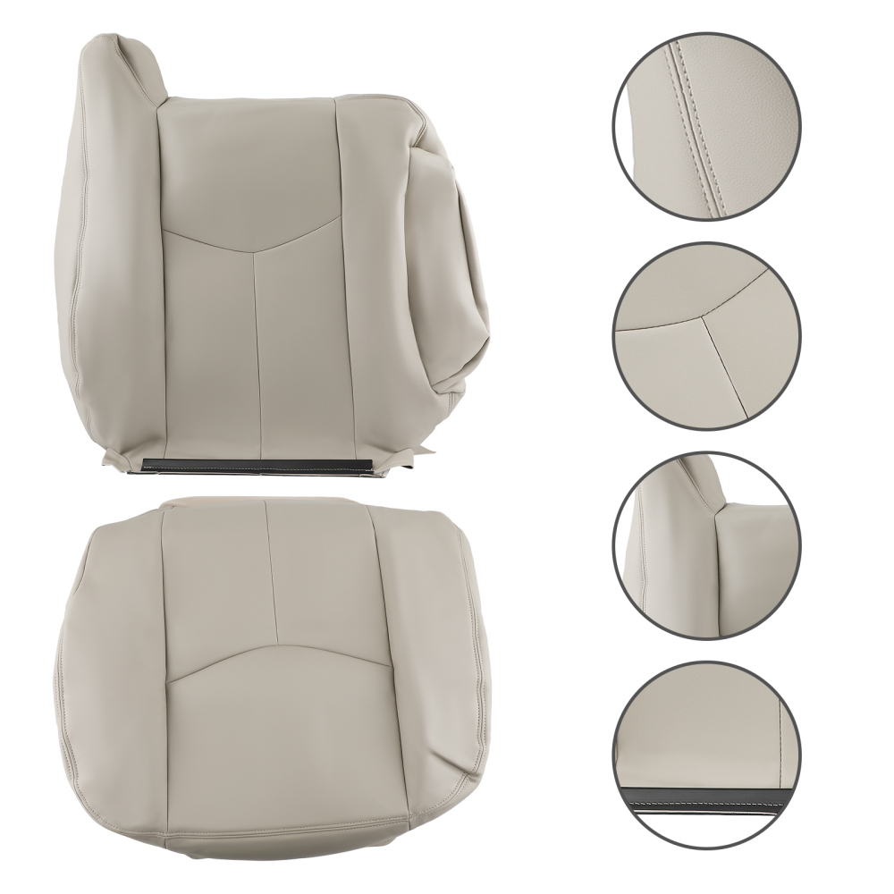 Front Leather compatible for Seat Cover Light Tan compatible for Chevy Tahoe GMC Yukon 2003-05-2006