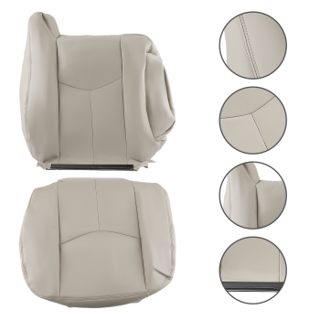 Front Leather compatible for Seat Cover Light Tan compatible for Chevy Tahoe GMC Yukon 2003-05-2006