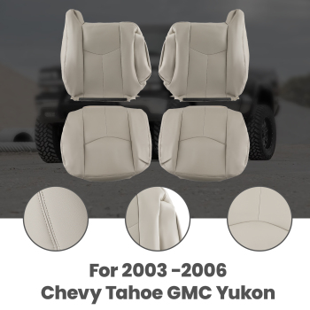 Front Leather compatible for Seat Cover Light Tan compatible for Chevy Tahoe GMC Yukon 2003-05-2006