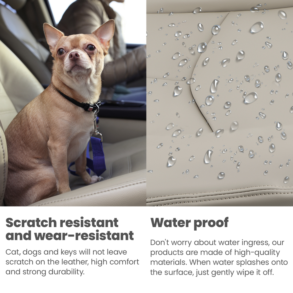 Front Leather compatible for Seat Cover Light Tan compatible for Chevy Tahoe GMC Yukon 2003-05-2006