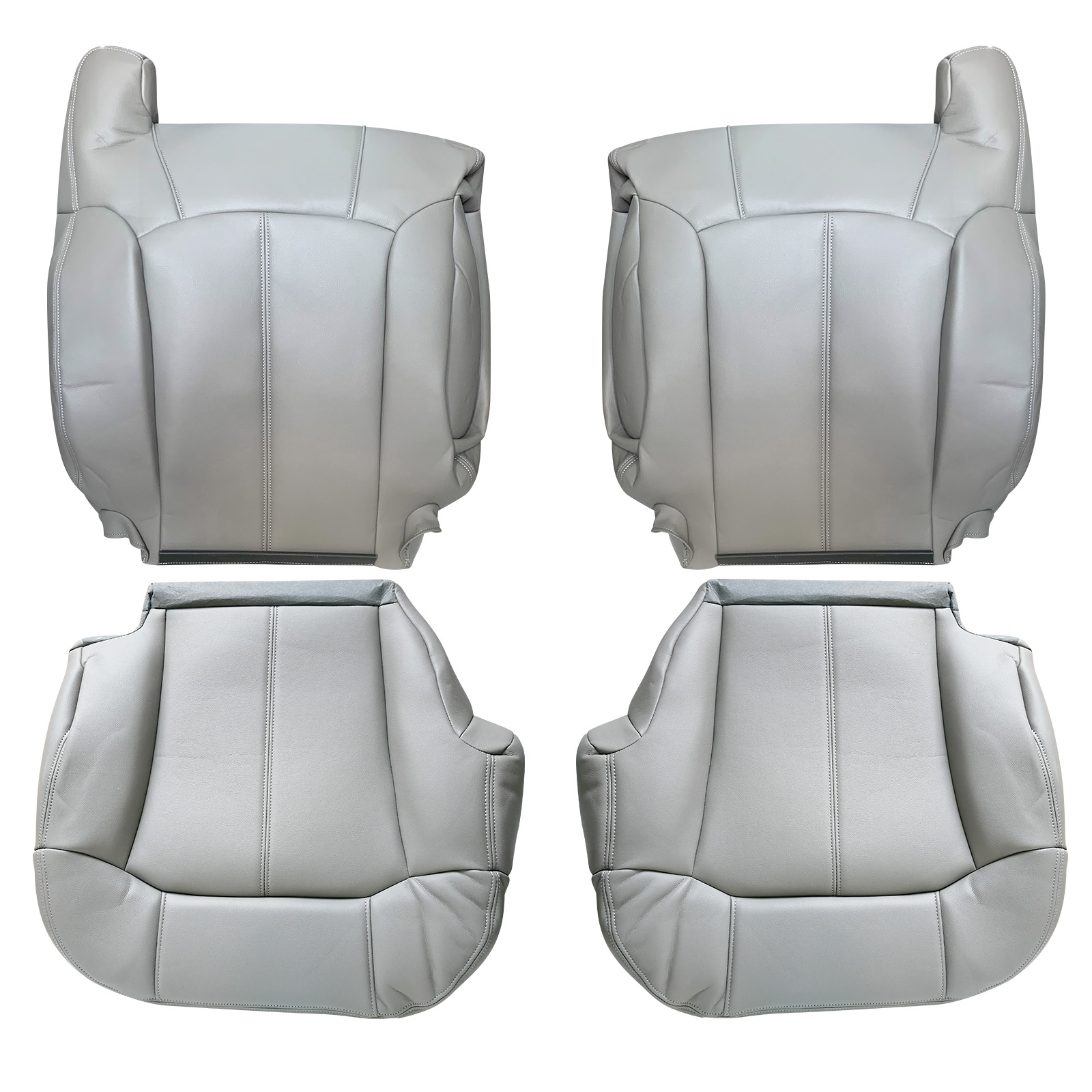 Leather compatible for Seat Cover Gray compatible for Chevy Silverado GMC Sierra 1999-2000-01-2002