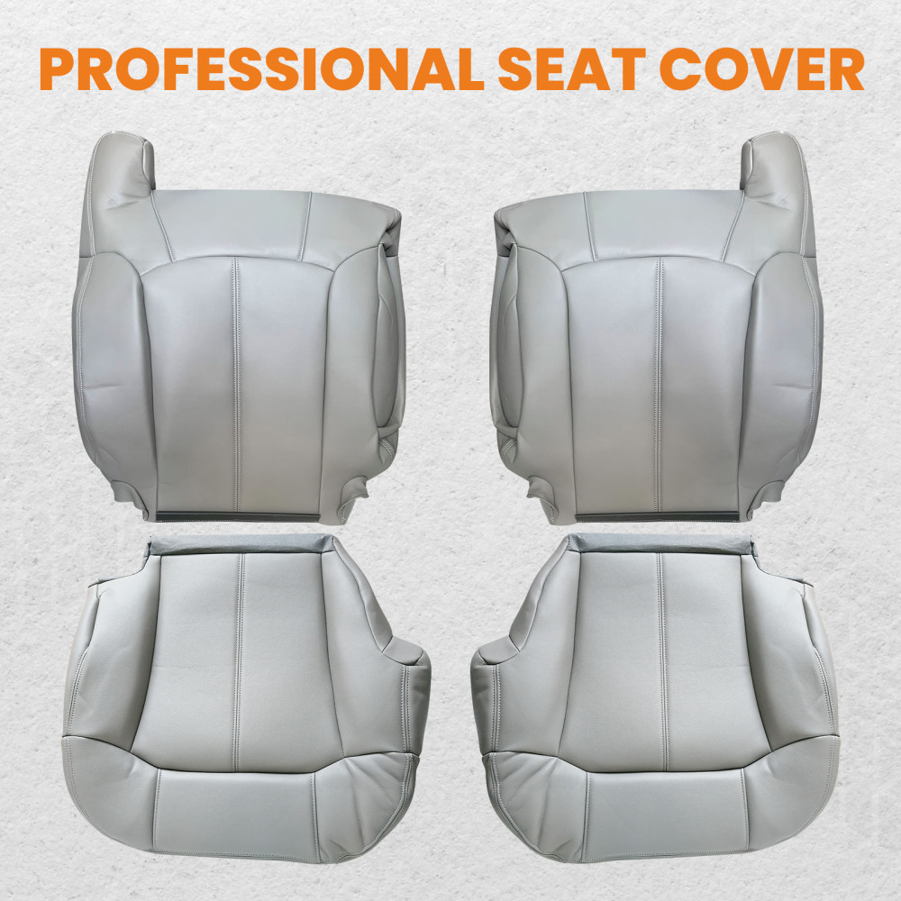 Leather compatible for Seat Cover Gray compatible for Chevy Silverado GMC Sierra 1999-2000-01-2002