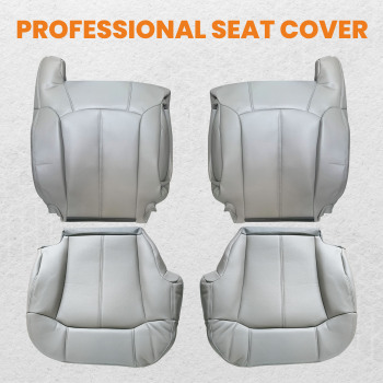 Leather compatible for Seat Cover Gray compatible for Chevy Silverado GMC Sierra 1999-2000-01-2002
