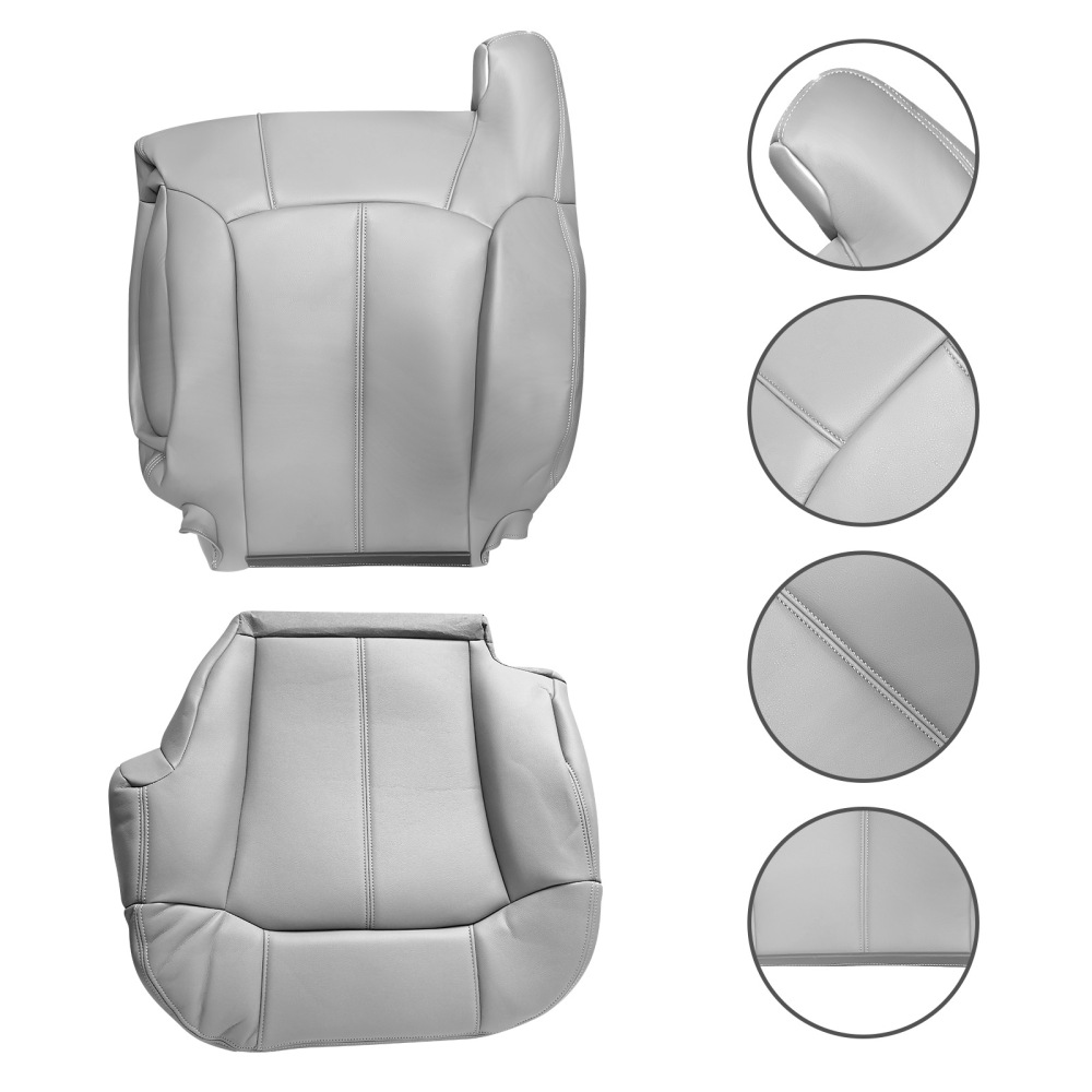Leather compatible for Seat Cover Gray compatible for Chevy Silverado GMC Sierra 1999-2000-01-2002