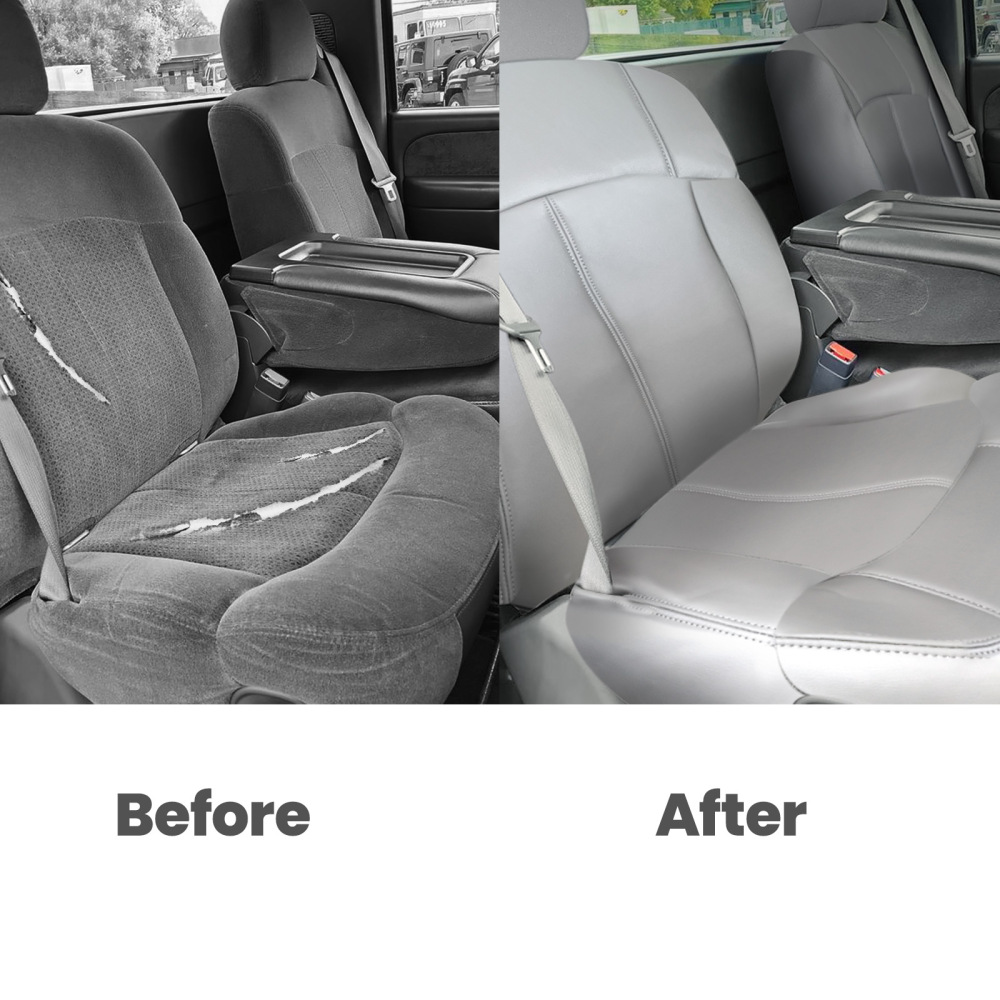 Leather compatible for Seat Cover Gray compatible for Chevy Silverado GMC Sierra 1999-2000-01-2002