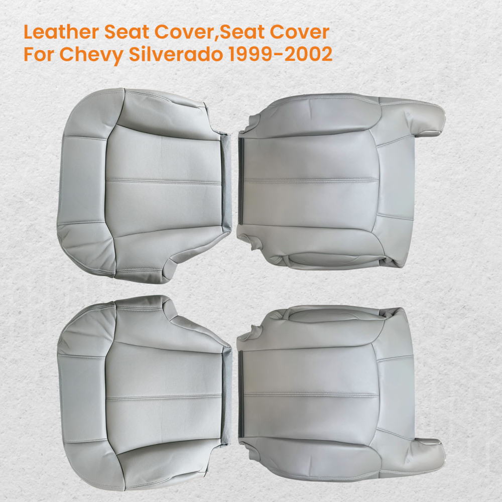 Leather compatible for Seat Cover Gray compatible for Chevy Silverado GMC Sierra 1999-2000-01-2002