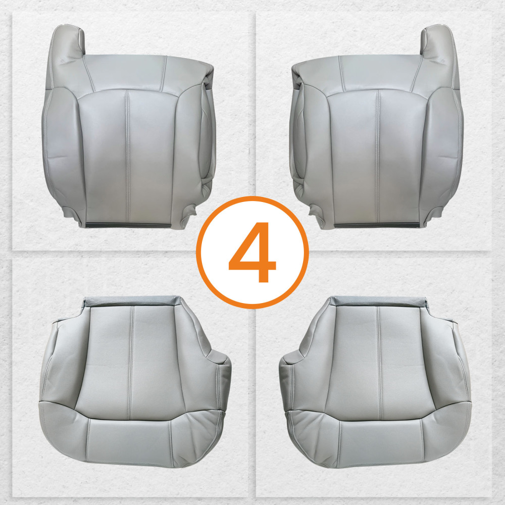 Leather compatible for Seat Cover Gray compatible for Chevy Silverado GMC Sierra 1999-2000-01-2002