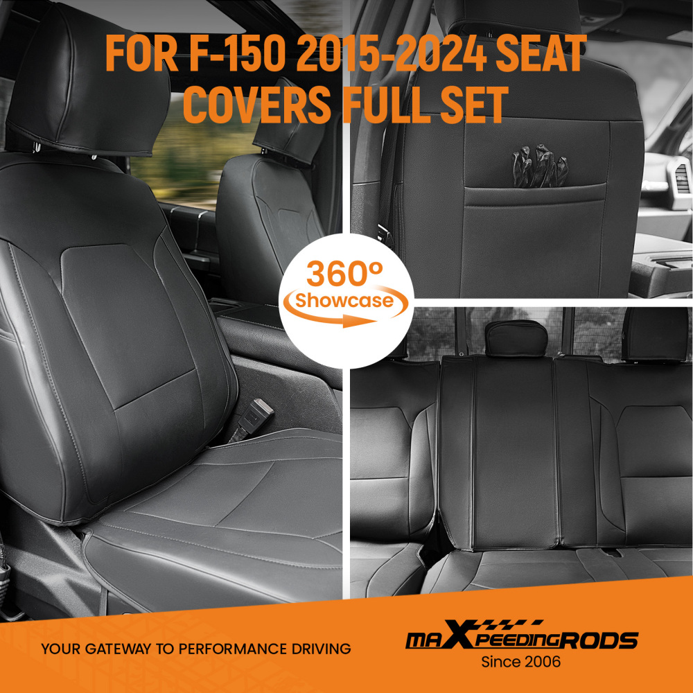 Car compatible for Seat Covers Full Set Protector Leather compatible for Ford F150 2015-20182024 New