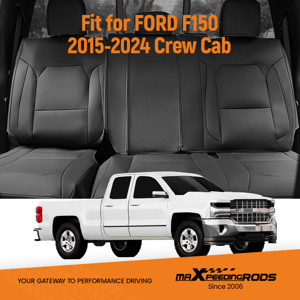 Car compatible for Seat Covers Full Set Protector Leather compatible for Ford F150 2015-20182024 New