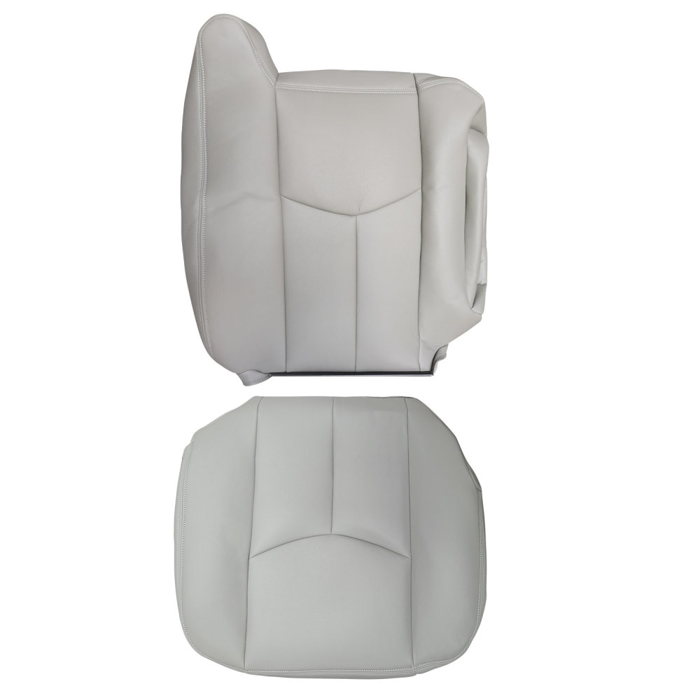 4X Front Leather compatible for Seat Cover Gray compatible for Chevy Silverado GMC Sierra 2003-2006