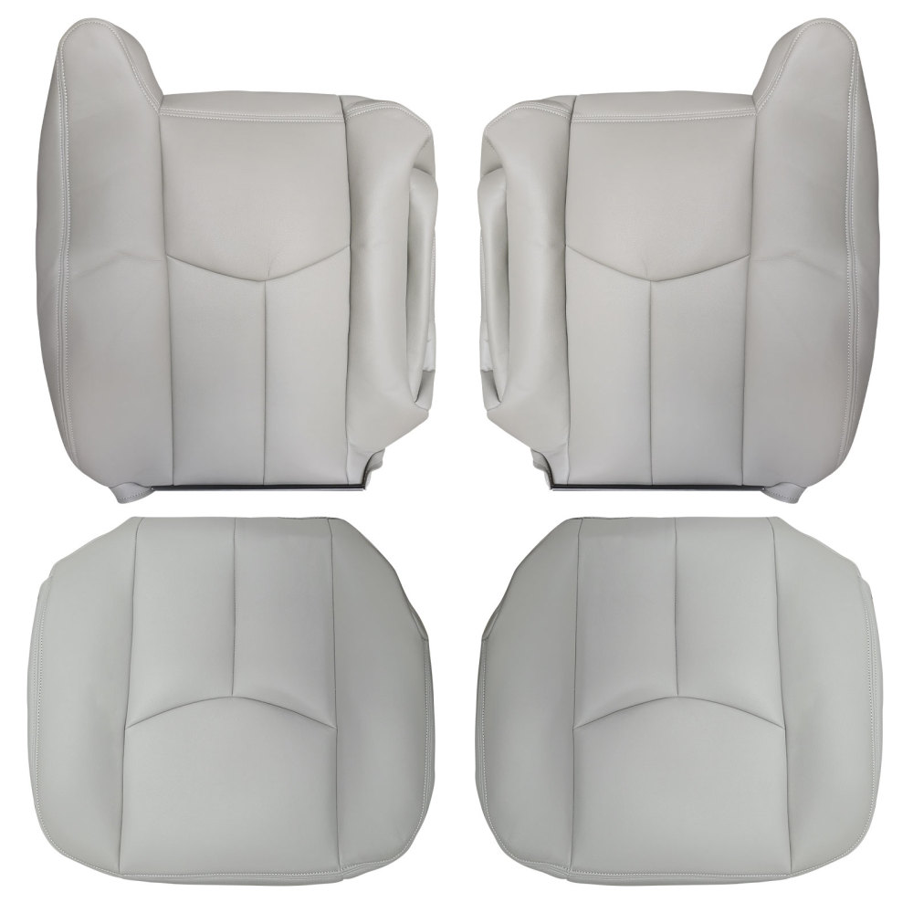 4X Front Leather compatible for Seat Cover Gray compatible for Chevy Silverado GMC Sierra 2003-2006