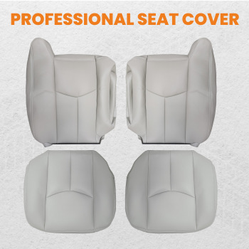 4X Front Leather compatible for Seat Cover Gray compatible for Chevy Silverado GMC Sierra 2003-2006