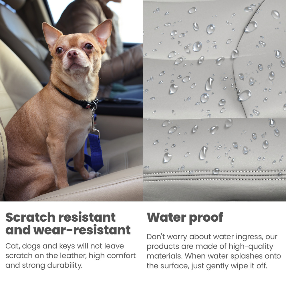 4X Front Leather compatible for Seat Cover Gray compatible for Chevy Silverado GMC Sierra 2003-2006