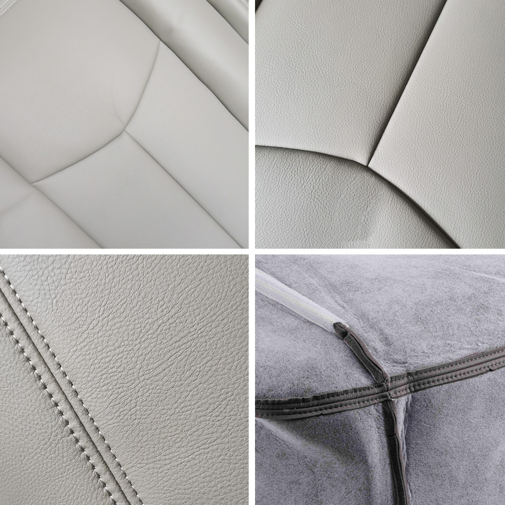 4X Front Leather compatible for Seat Cover Gray compatible for Chevy Silverado GMC Sierra 2003-2006