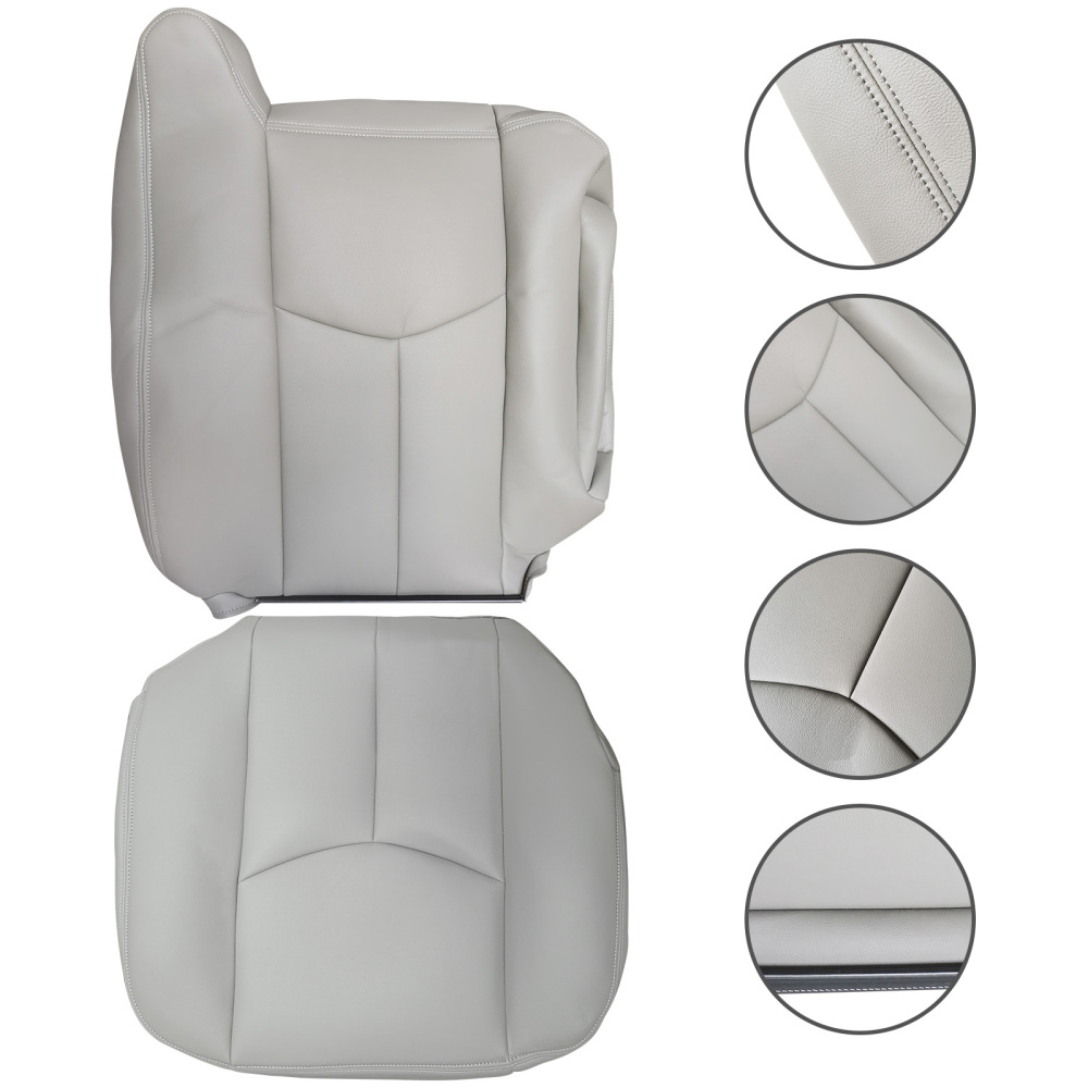 4X Front Leather compatible for Seat Cover Gray compatible for Chevy Silverado GMC Sierra 2003-2006