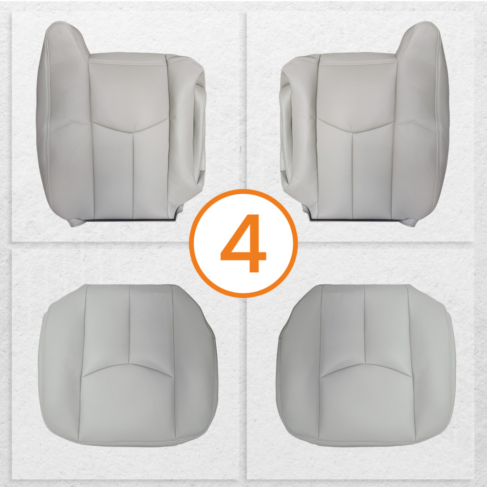 4X Front Leather compatible for Seat Cover Gray compatible for Chevy Silverado GMC Sierra 2003-2006