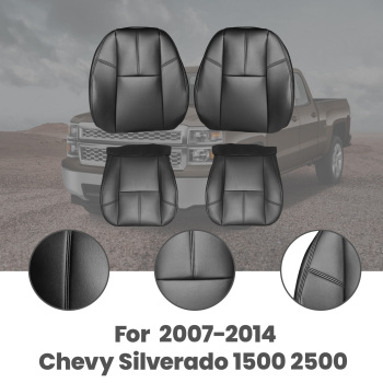 Front Driver + Passenger compatible for Seat Cover Black compatible for Chevy Silverado 1500 2500 2007-14