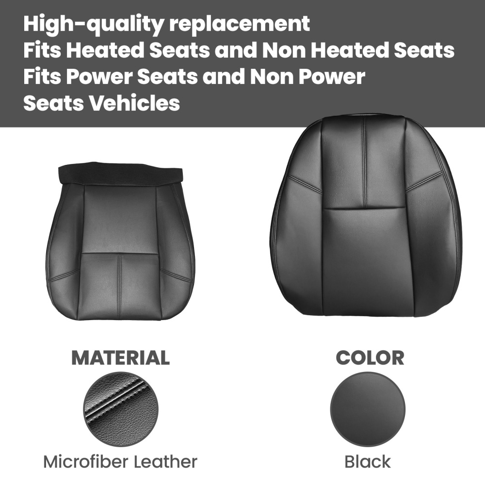 Front Driver + Passenger compatible for Seat Cover Black compatible for Chevy Silverado 1500 2500 2007-14