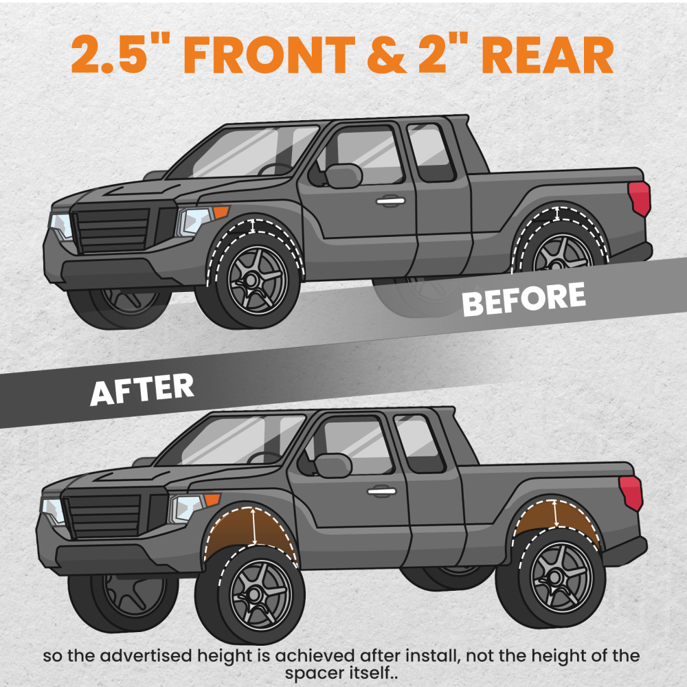 Suspension lift Kit compatible for Nissan Navara D40 Front Coil Strut Spacers and Shackles