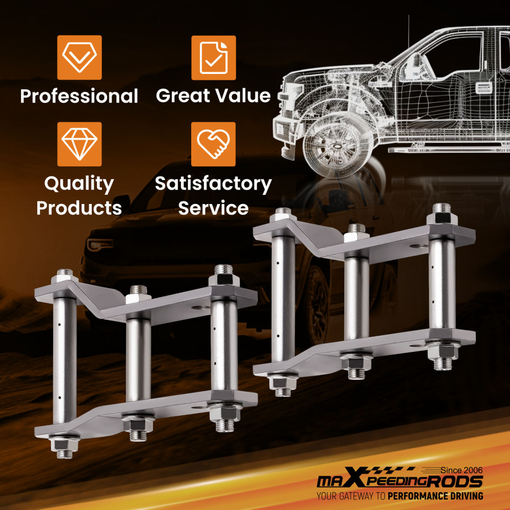 2 Rear Extended 45-48mm Lift Up Greasable Shackles compatible for Ford Ranger BT50 compatible for Mazda