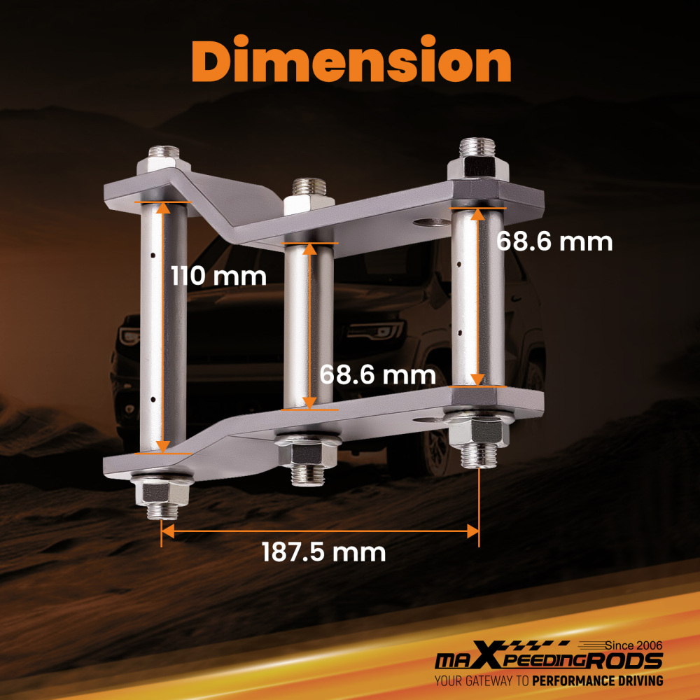 2 Rear Extended 45-48mm Lift Up Greasable Shackles compatible for Ford Ranger BT50 compatible for Mazda