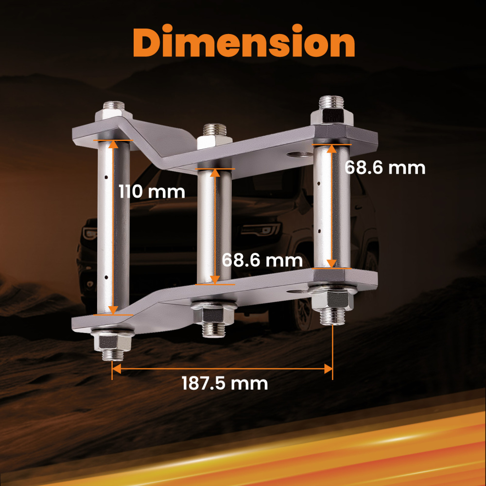 2pcs Extended Rear Shackles Shackle compatible for Ford Ranger compatible for Mazda BT50 2 Inch 45-48 mm