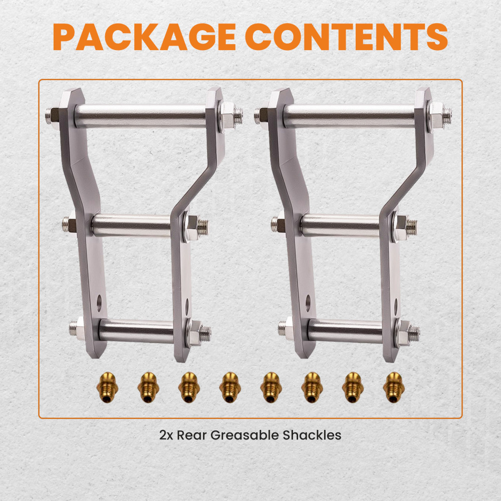 2pcs Extended Rear Shackles Shackle compatible for Ford Ranger compatible for Mazda BT50 2 Inch 45-48 mm